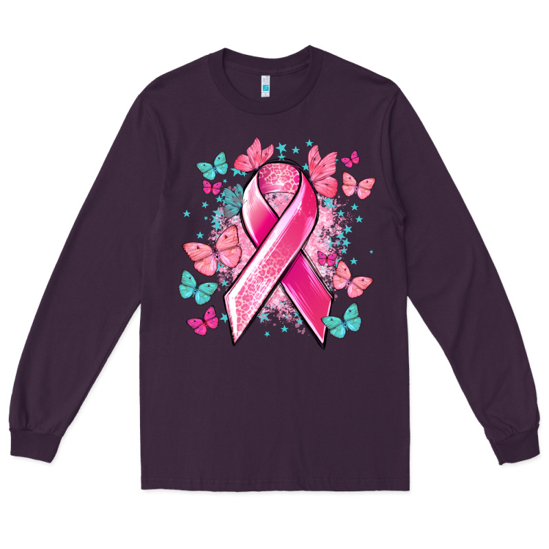 Breast Cancer Ribbon Cancer Awareness Long Sleeve Tee by HowdyJamesFarm | Teevron