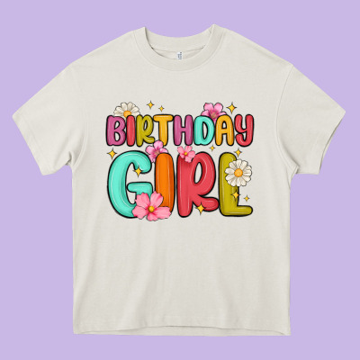 Birthday Girl Heavy Core Tee Designed By Maliassmallbusiness