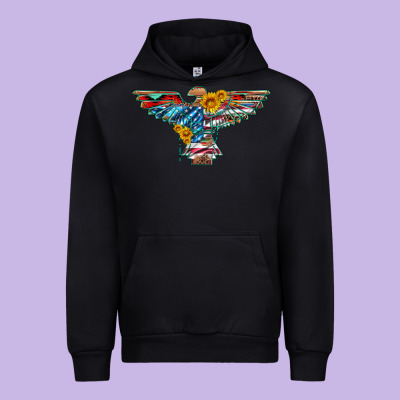 Thunderbird With Usa Flag And Sunflowers Urban Hoodie Designed By Artiststas