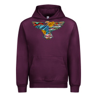Mauve Wine thunderbird with usa flag and sunflowers Urban Hoodie - Artiststas