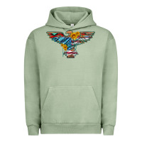 Pigment Oil Green thunderbird with usa flag and sunflowers Urban Hoodie - Artiststas
