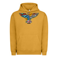 Pigment Peanut Butter thunderbird with usa flag and sunflowers Urban Hoodie - Artiststas