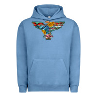Pigment Pebble Blue thunderbird with usa flag and sunflowers Urban Hoodie - Artiststas