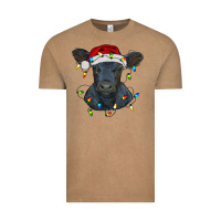 Vintage Coffee christmas baby black angus calf with lights Vintage Tee - RanaPortraitStore