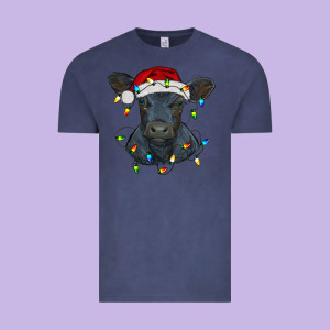 Christmas Baby Black Angus Calf With Lights Vintage Tee Designed By Ranaportraitstore