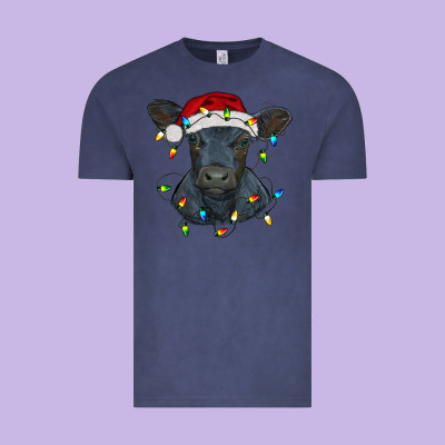 Christmas Baby Black Angus Calf With Lights Vintage Tee Designed By Ranaportraitstore