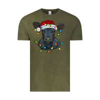 Vintage Olive christmas baby black angus calf with lights Vintage Tee - RanaPortraitStore