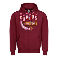 Burgundy Valentines Day Cupid's Love Lodge Zipper Hoodie - FaDigitalArtStudio