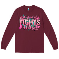 Burgundy Nobody fights alone Cancer Awareness Long Sleeve Tee - HowdyJamesFarm