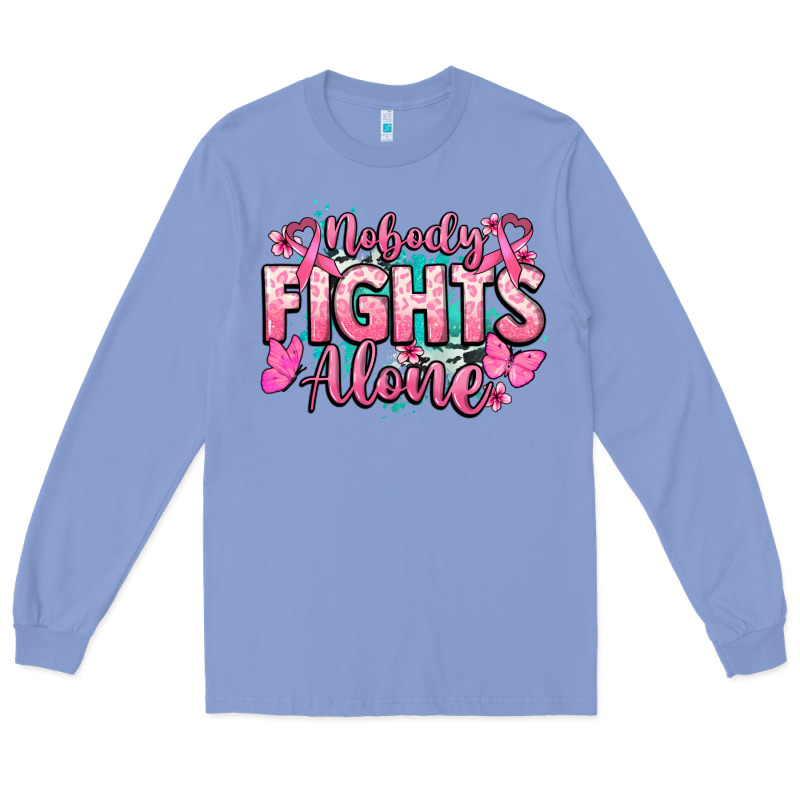 Nobody Fights Alone Cancer Awareness Long Sleeve Tee by HowdyJamesFarm | Teevron