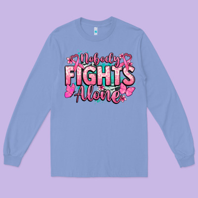 Nobody Fights Alone Cancer Awareness Long Sleeve Tee Designed By Howdyjamesfarm
