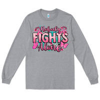 Heather Grey Nobody fights alone Cancer Awareness Long Sleeve Tee - HowdyJamesFarm