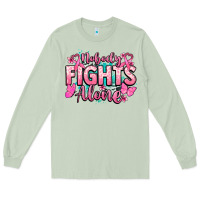 Matcha Nobody fights alone Cancer Awareness Long Sleeve Tee - HowdyJamesFarm