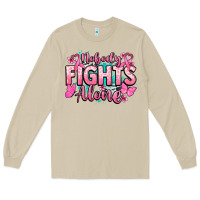 Mushroom Nobody fights alone Cancer Awareness Long Sleeve Tee - HowdyJamesFarm