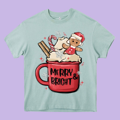 Merry And Bright Heavy Core Tee Designed By Maliassmallbusiness