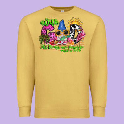With God All Things Are Possible Summer Premium Sweatshirt Designed By Cowhidedigitalart