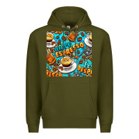 Army Green more espresso less despresso coffee with leopard seamless pattern bbs Premium Hoodie - BundleAndBundleShop