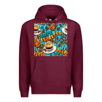 Burgundy more espresso less despresso coffee with leopard seamless pattern bbs Premium Hoodie - BundleAndBundleShop