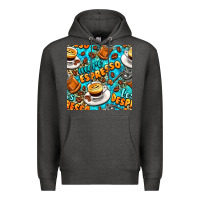 Charcoal Heather more espresso less despresso coffee with leopard seamless pattern bbs Premium Hoodie - BundleAndBundleShop