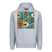 Heather Grey more espresso less despresso coffee with leopard seamless pattern bbs Premium Hoodie - BundleAndBundleShop