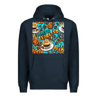 Navy more espresso less despresso coffee with leopard seamless pattern bbs Premium Hoodie - BundleAndBundleShop