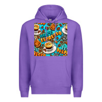 Purple more espresso less despresso coffee with leopard seamless pattern bbs Premium Hoodie - BundleAndBundleShop