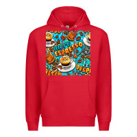 Red more espresso less despresso coffee with leopard seamless pattern bbs Premium Hoodie - BundleAndBundleShop