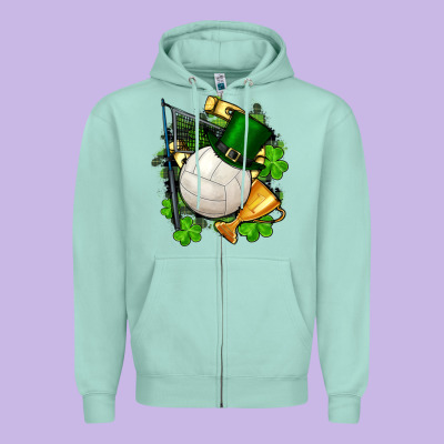 St.patrick's Day Volleyball Zipper Hoodie Designed By Fadigitalartstudio