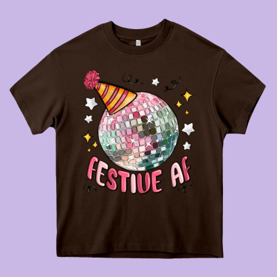 Festive Af Heavy Core Tee Designed By Maliassmallbusiness