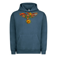 Pigment Midnight Navy thunderbird  wild soul with sunflower serape aztec Urban Hoodie - Artiststas
