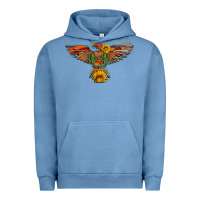 Pigment Pebble Blue thunderbird  wild soul with sunflower serape aztec Urban Hoodie - Artiststas