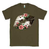Army Green Cowhide And Flowers Lips Classic Tee - Bettercallsaul