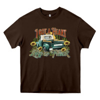 Chocolate Brown i got a heart like a truck western sunflower Heavy Core Tee - NancyCooperArtShop