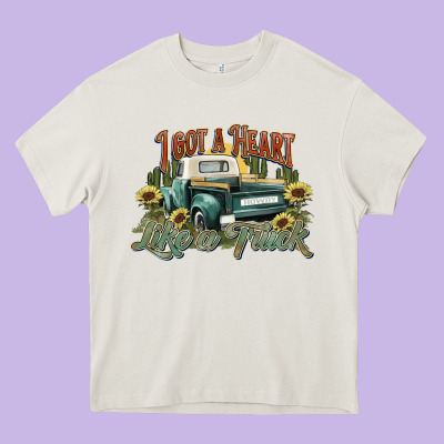 I Got A Heart Like A Truck Western Sunflower Heavy Core Tee Designed By Nancycooperartshop