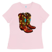 Bubblegum Pink cowboy boots christmas Ladies Tee - RanaPortraitStore