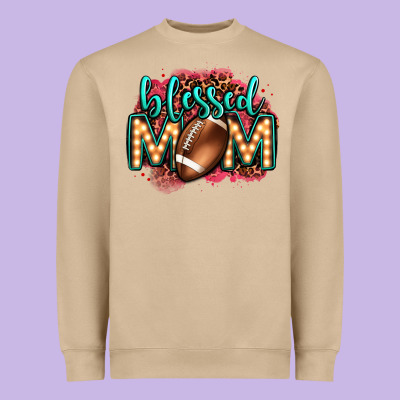 Blessed American Football Mom Lightbulb Letters Heavyweight Sweatshirt Designed By Oliviacreatesart