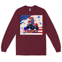Burgundy firework crusher 4th of july Long Sleeve Tee - TumblerDesignByShophia