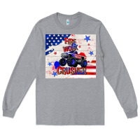 Heather Grey firework crusher 4th of july Long Sleeve Tee - TumblerDesignByShophia