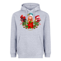 Heather Grey Chickens Christmas Heavyweight Hoodie - CowhideDigitalArt
