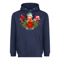 Navy Chickens Christmas Heavyweight Hoodie - CowhideDigitalArt