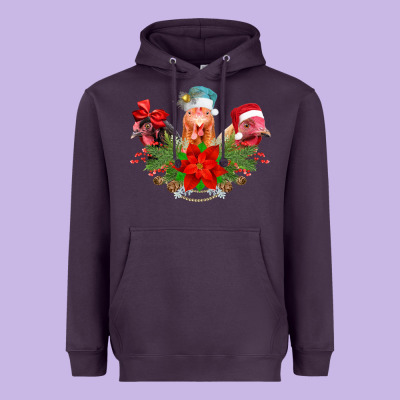 Chickens Christmas Heavyweight Hoodie Designed By Cowhidedigitalart