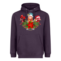 Plum Chickens Christmas Heavyweight Hoodie - CowhideDigitalArt