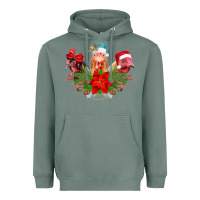 Sage Chickens Christmas Heavyweight Hoodie - CowhideDigitalArt