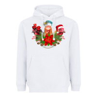 White Chickens Christmas Heavyweight Hoodie - CowhideDigitalArt