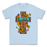 Dusty Blue Western Faith Cross Butterfly Classic Tee - LillyAllenDesigns