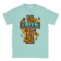 Seafoam Western Faith Cross Butterfly Classic Tee - LillyAllenDesigns