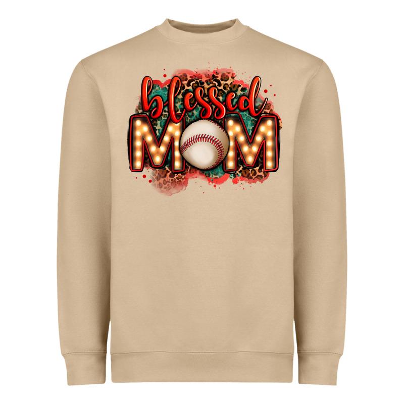 Blessed Baseball Mom Lightbulb Letters Heavyweight Sweatshirt by OliviaCreatesArt | Teevron