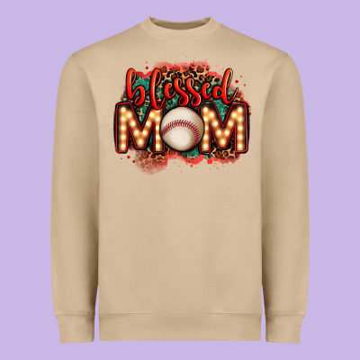Blessed Baseball Mom Lightbulb Letters Heavyweight Sweatshirt Designed By Oliviacreatesart
