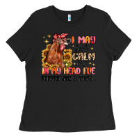 Black i may look calm but in my head i've pecked you Ladies Tee - MaliasSmallBusiness
