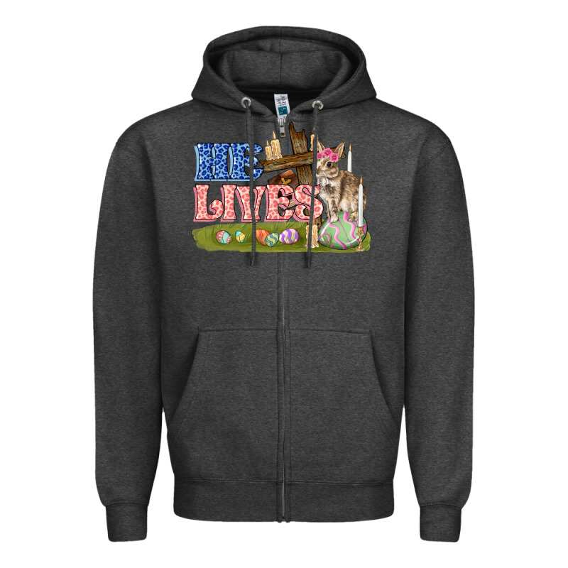 He Lives Easter Zipper Hoodie by FaDigitalArtStudio | Teevron